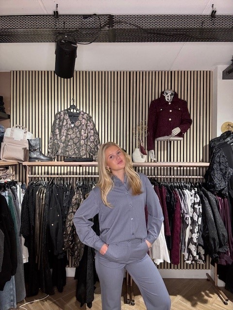 blauw grijs streep pak